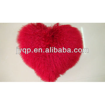 Tibetanisches mongolisches Großhandelslamm-Pelz-Herz-geformtes Kissen